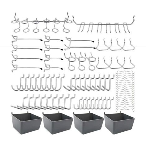Porte-outils de Crochets pour Panneaux Perforés avec Bacs, Verrous à Chevilles, pour Organiser Divers Outils, 80 pièces