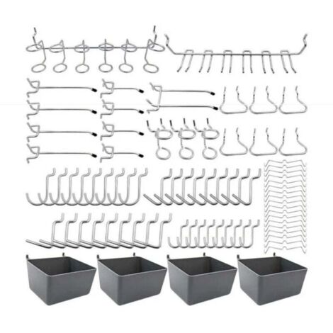 Porte-outils de Crochets pour Panneaux Perforés avec Bacs, Verrous à Chevilles, pour Organiser Divers Outils, 80 pièces