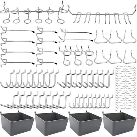 Porte-outils de Crochets pour Panneaux Perforés avec Bacs, Verrous à Chevilles, pour Organiser Divers Outils, 80 pièces GROOFOO