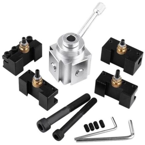 Porte-Outils en Alliage d\'aluminium - Support à Changement Rapide pour de Nombreux Types de Mini Tours pour Tourner, Plancher, Couper, moleter, percer et frotter cylindrique,