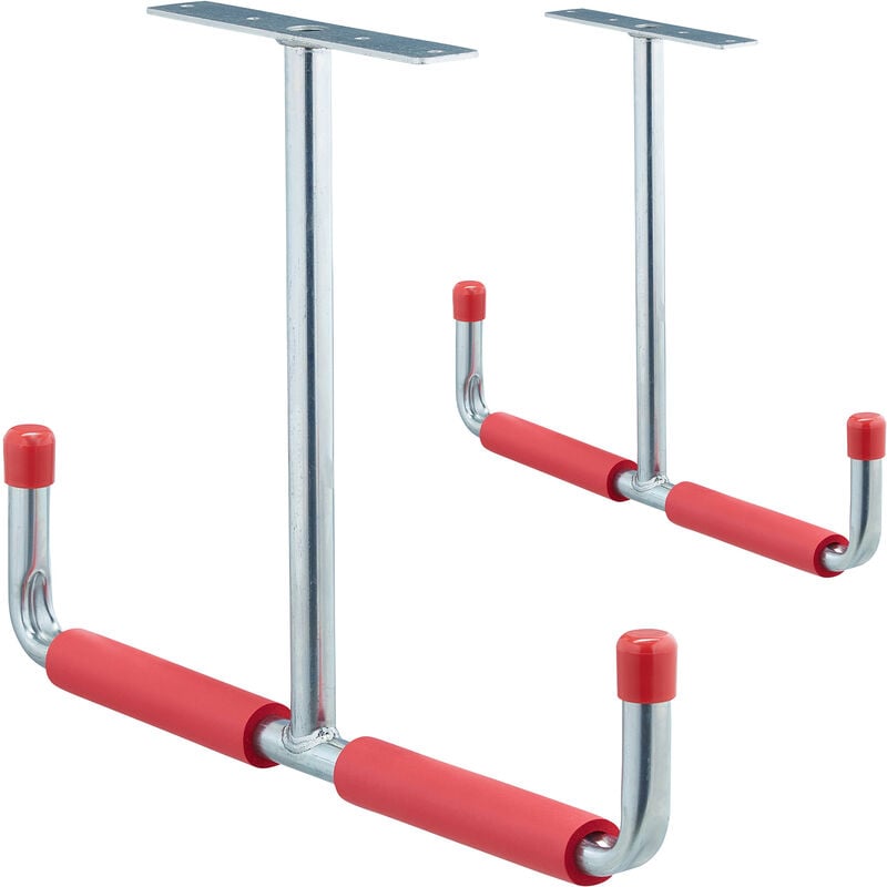 Relaxdays - Porte-outils en lot de 2, charge max. : env. 25 kg, acier, rembourrage en mousse, hl 30 x 42 cm, argenté/rouge