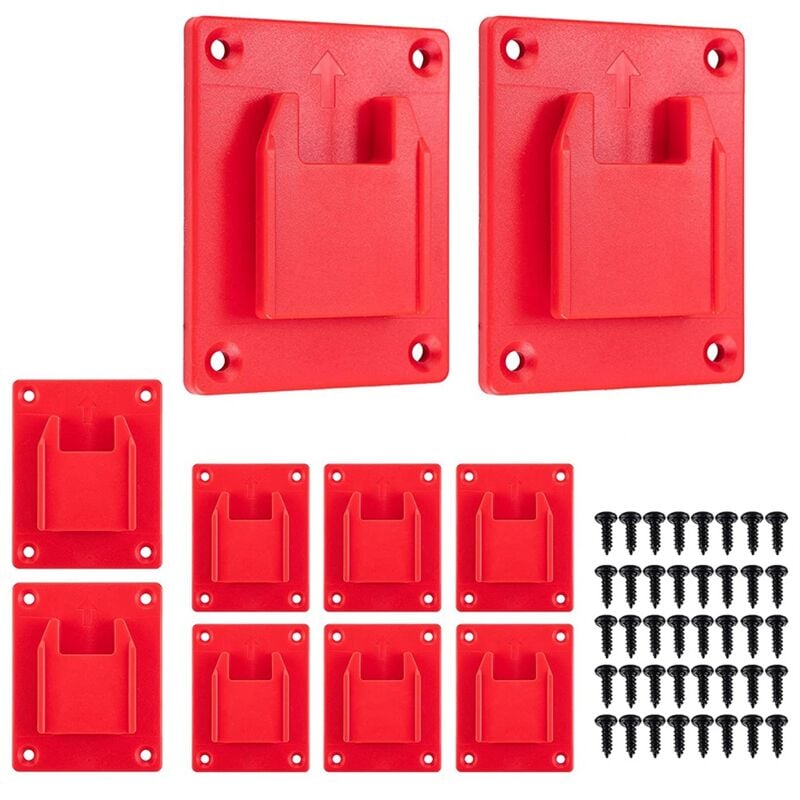 Porte-Outils en Plastique abs 10 PièCes SéRies pour Support de Perceuse 20V Adapté Aux Outils avec Vis Rouge