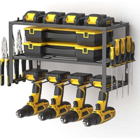 Porte-Outils Mural pour Perceuse Électrique Sans Fil Lot de 3 Étagères Robustes Rangement
