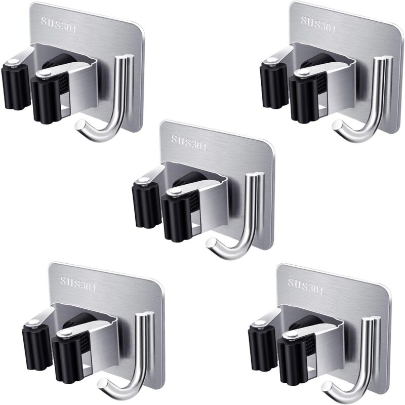 Porte-outils, porte-outils de jardin, support de vadrouille auto-adhésif, support de vadrouille mural en acier inoxydable sans perçage pour cuisine