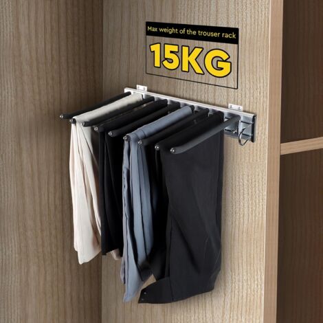 Porte-Pantalons en Acier Inoxydable Porte-Pantalons Extensible pour Penderie Cintre à Pantalons avec Flocage Antidérapant Extraire Le Porte-Pantalons 9 Positions Droit Rangement Encombrant