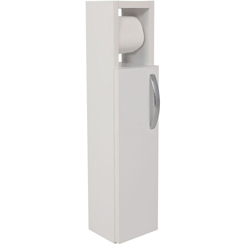 Armoire de Salle de Bain Blanche, Nombreuses Étagères, 15x65x12 cm, Parfait pour Salle de Bain ou Spa