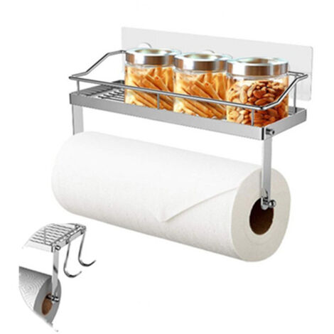 Porte-papier de cuisine, étagère de salle de bain en acier inoxydable non perforée-Ensoleillé