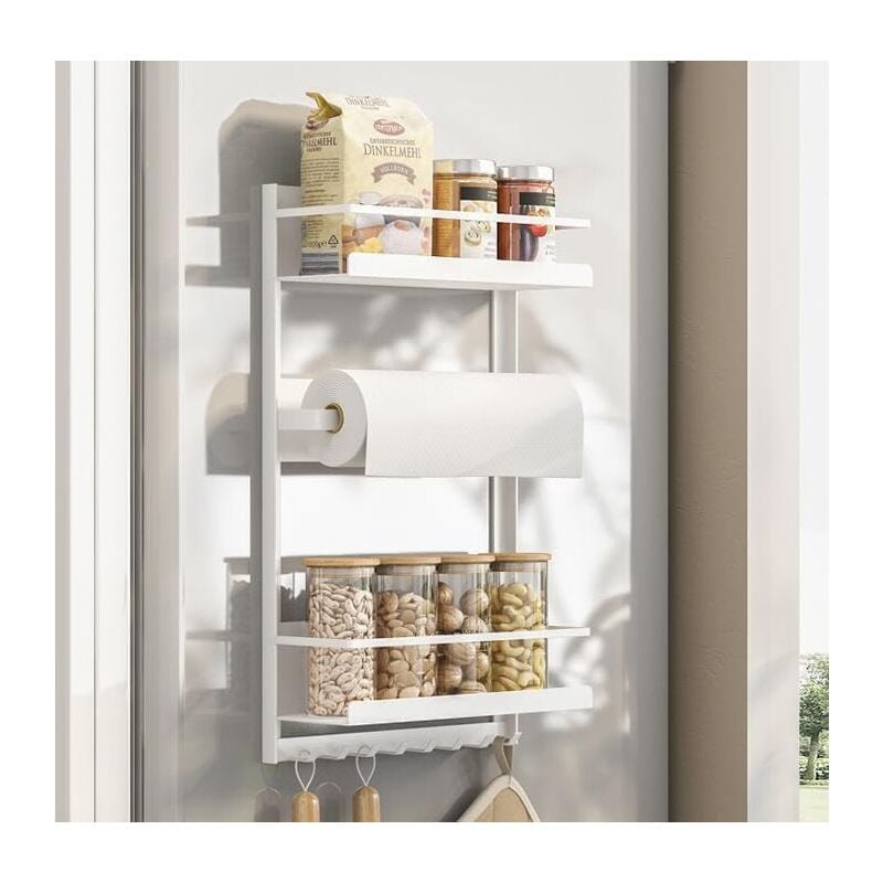 Porte-papier de cuisine réfrigérateur machine à laver support de rangement mural blanc forte capacité de charge et forte capacité de stockage (blanc,