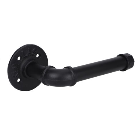 Porte-Papier de Toilette Murale pour Robinet - Porte-Rouleau Hygienique et Support de Stockage en Fer Noir avec Kit d'Installation - Dimensions 19 x 10cm