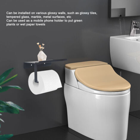 Porte-papier en acier inoxydable, salle de bain à domicile, porte-papier hygiénique à double usage, sans Perforation K6 noir