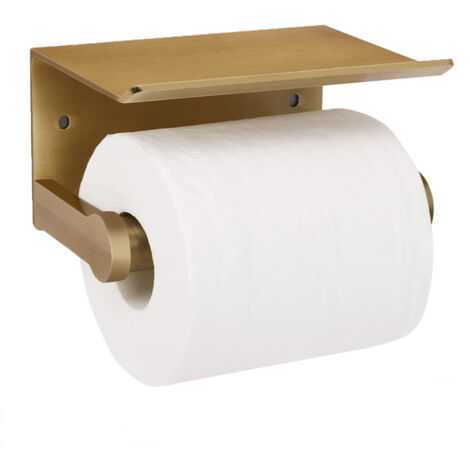 Porte-Papier hygiénique avec étagère, Support Mural pour Papier hygiénique avec étagère de Rangement, Aluminium