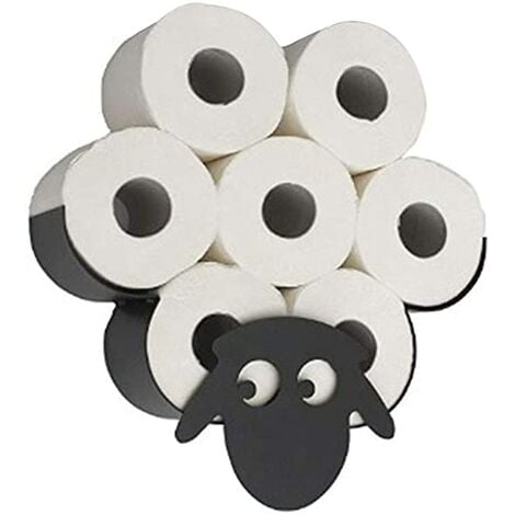 main image of "Porte-papier hygienique modele mouton agreable, boite de rangement pour serviettes en papier, 7 rouleaux muraux, porte-serviettes en papier mural sur les murs de la cuisine et de la salle de bain"