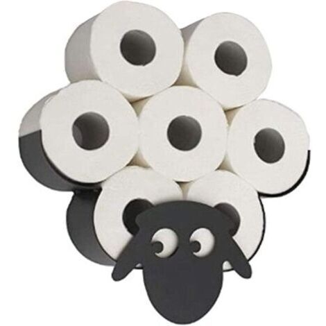Porte-papier hygiénique, porte-papier hygiénique en métal noir fantaisie en forme de mouton, support mural pour animaux autonome pour toutes les espèces
