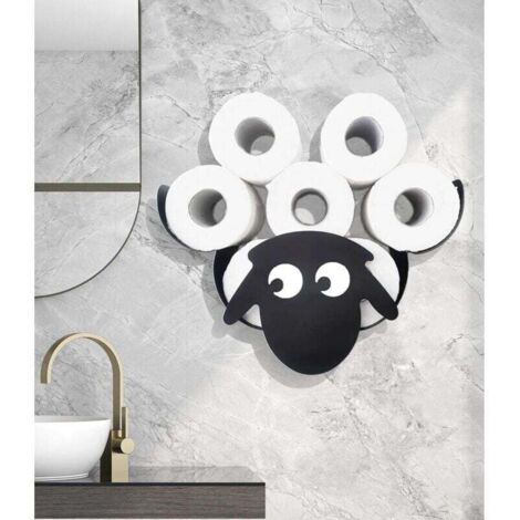 Porte-Papier Hygienique ，Porte-rouleau de papier toilette de rechange，7 Rouleaux Muraux，Décoration murale(Modele Mouton)