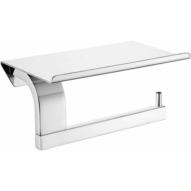 Gotrays - Porte-papier hygiénique classique avec étagère en acier inoxydable porte-rouleau de papier de soie support mural wc accessoires de salle de