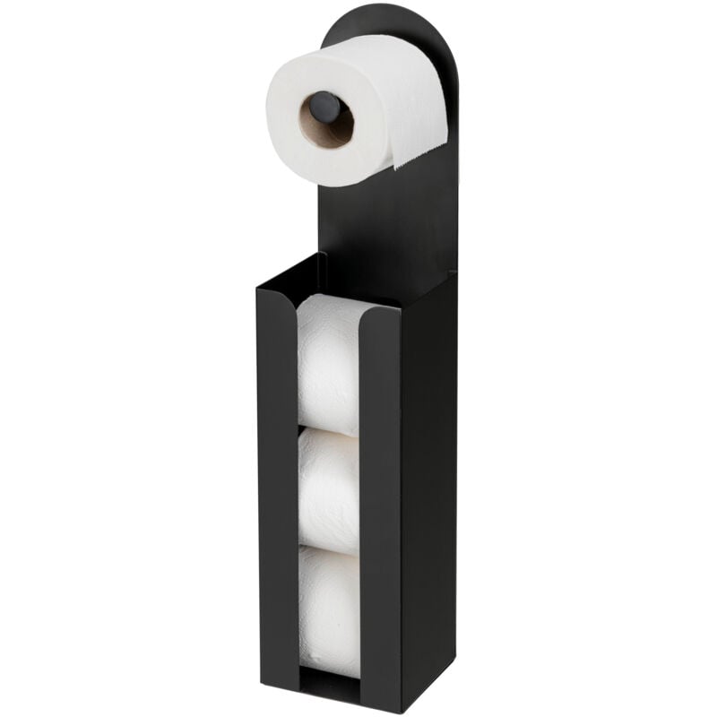 Porte-papier Wenko Agira noir 2 en 1 pour 3 rouleaux 12x54 cm porte-papier toilette design adhésif sans perçage support papier toilette avec réserve