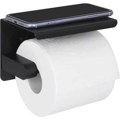 Porte Papier Toilette Adhesif avec Tablette Porte Rouleau Papier Toilette Mural sans Percage Acier INOX SUS 304 pour Toilette WC
