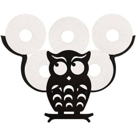 Porte-papier toilette animal. porte-serviettes en papier autoportant. noir. hibou