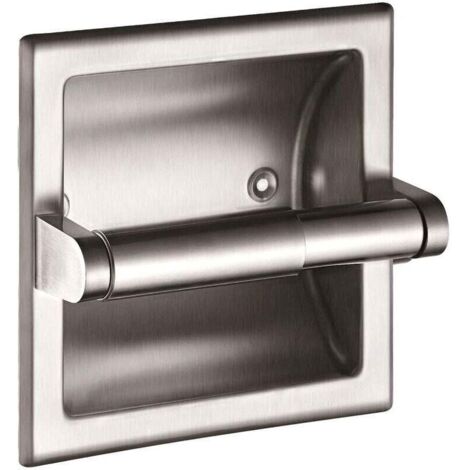 Porte-papier Toilette Argent Encastrable en Acier Inoxydable Porte Rouleau de Papier pour WC Salle de Bain Cuisine