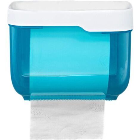 Porte Papier Toilette Auto-adhésif, derouleur papier toilette mural étanche, distributeur papier toilette sans Perçage (Bleu)-