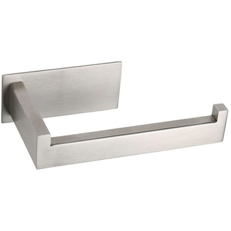Porte-papier toilette mural auto-adhésif en acier inoxydable nickel brossé – Dimensions 140mm x 75mm – Installation facile sans perçage – Ideko