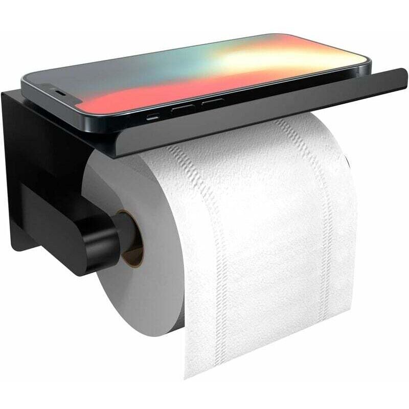 Porte-papier toilette auto-adhésif avec étagère pour téléphone, support mural pour rouleau de papier toilette, support de rouleau de papier toilette