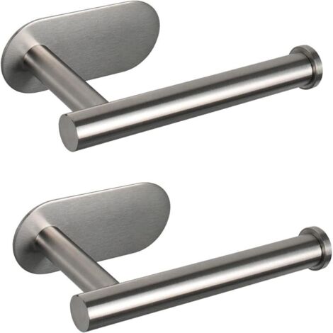 Porte-papier toilette autocollant, en acier inoxydable, argenté, sans perçage, pour salle de bain, cuisine et buanderie, lot de 2