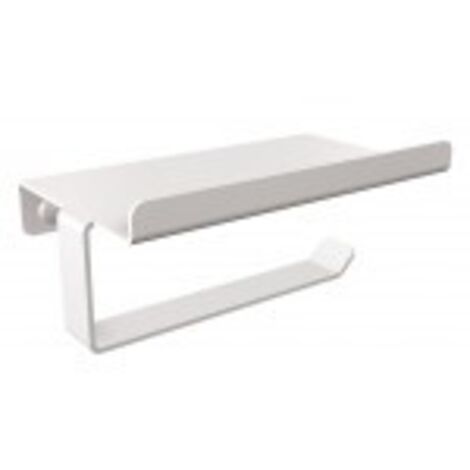 Porte-papier toilette avec étagère, blanc, technic