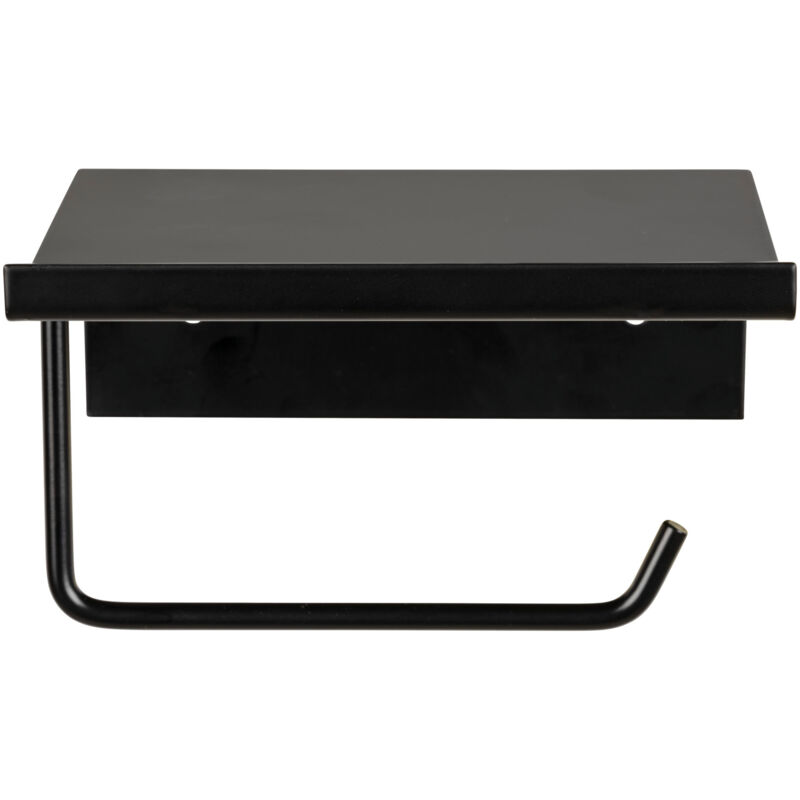 Wenko - Porte-papier toilette avec étagère Desulo Support mobile ou lingettes humides, Fixation sans perçage, Métal laqué, 14x12x6,2 cm, Noir mat
