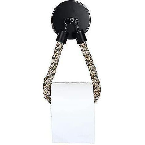 Porte-papier toilette avec étagère, noir, décoration de salle de bain, style vintage, industriel, en corde, pour la maison