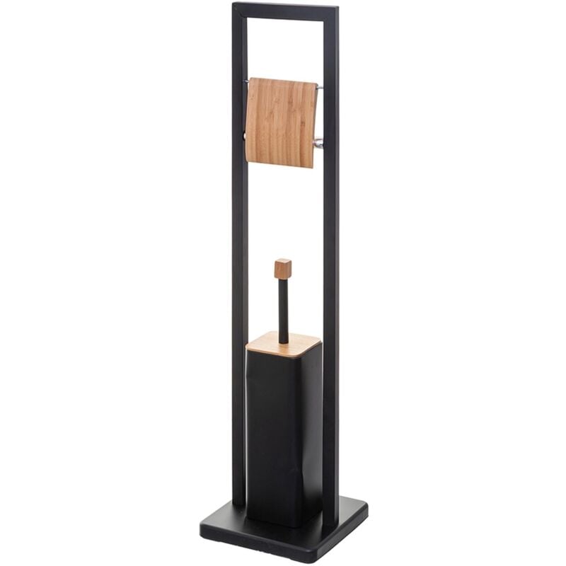 Well home - Porte-papier toilette 'Natureo' avec porte-brosse en noir fonctionnel Ø20x60cm