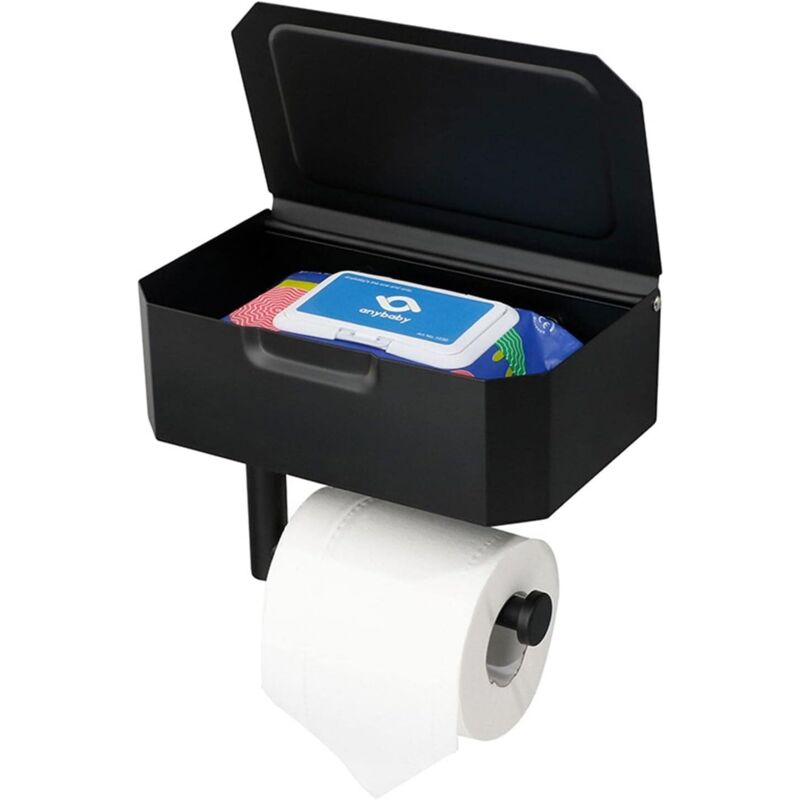 Porte-papier toilette avec rangement - Porte-papier toilette en acier inoxydable, support mural de salle de bain en acier