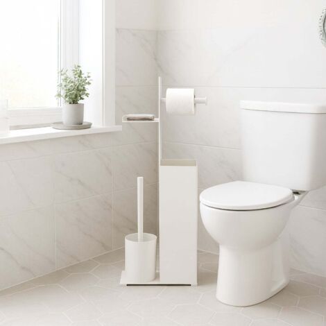 Porte papier toilette avec rouleau de rechange et support pour brosse