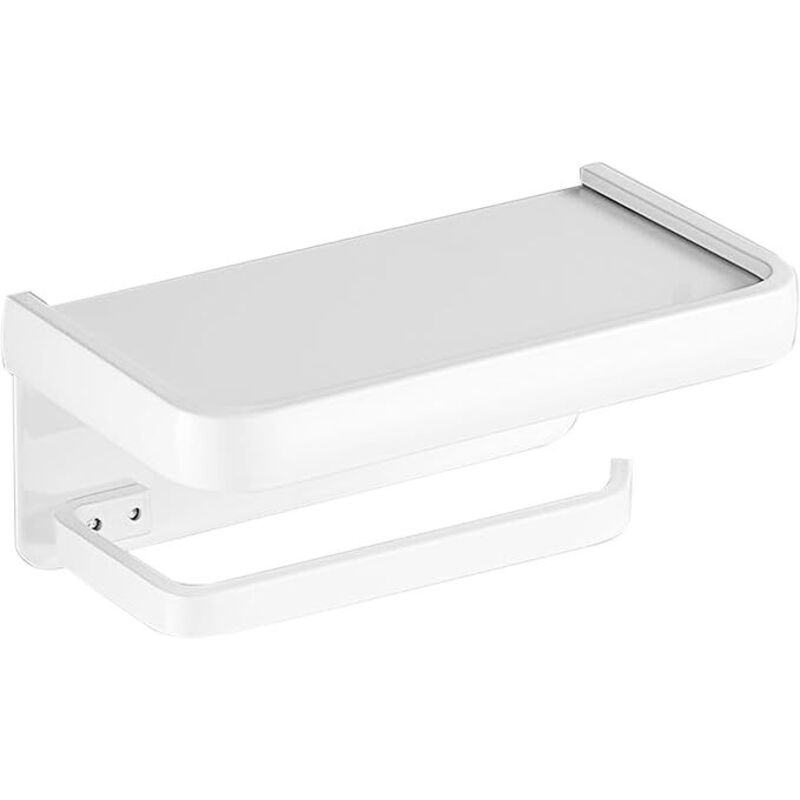Porte - papier toilette avec support téléphone portable, porte rouleau de papier toilette, blanc