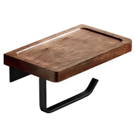 Porte-papier toilette avec tablette concave et fixation murale pour étagère en bois (auto-adhésif ou à percer) - pour cuisine et salle de bain