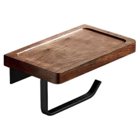 Porte-papier toilette avec tablette concave et fixation murale pour étagère en bois (auto-adhésif ou à percer) - pour cuisine et salle de bain