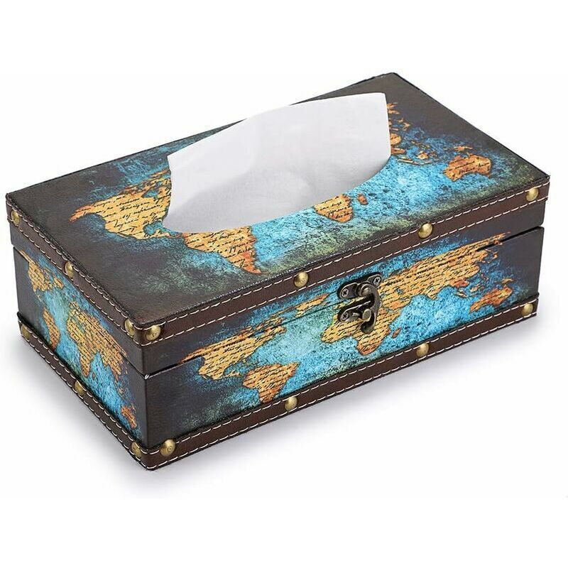 Porte-papier toilette Couverture de boîte à mouchoirs en bois rectangulaire rétro, porte-serviettes vintage pompant le distributeur de caisses en