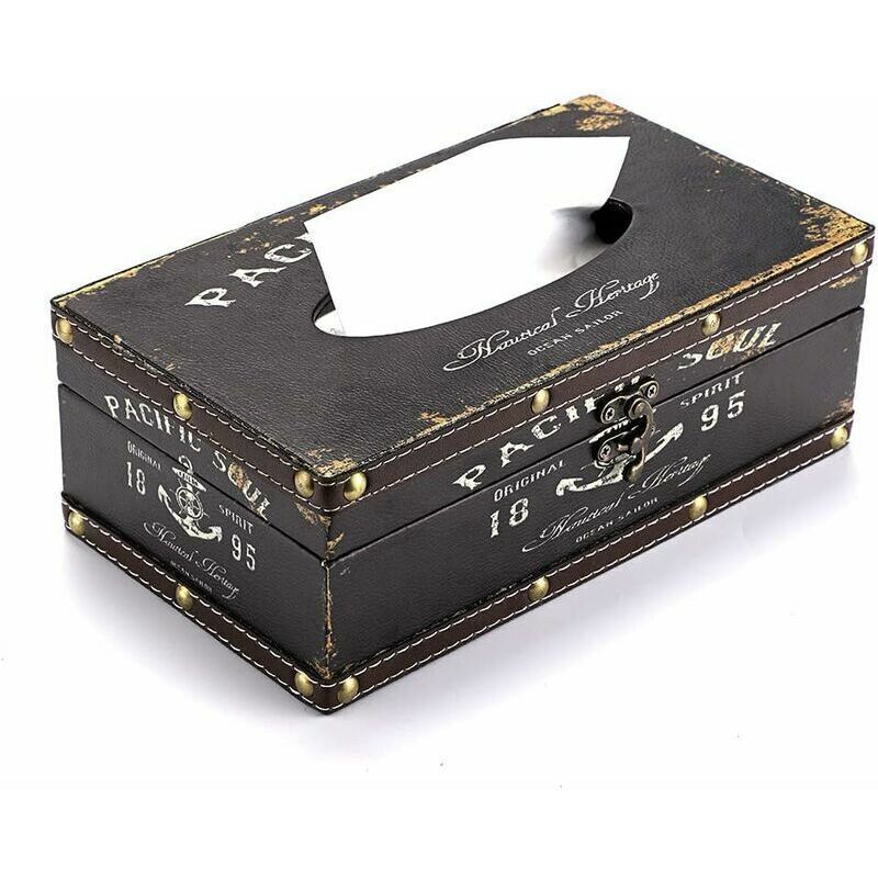 Porte-papier toilette Couverture de boîte à mouchoirs en bois rectangulaire rétro, porte-serviettes vintage pompant le distributeur de caisses en