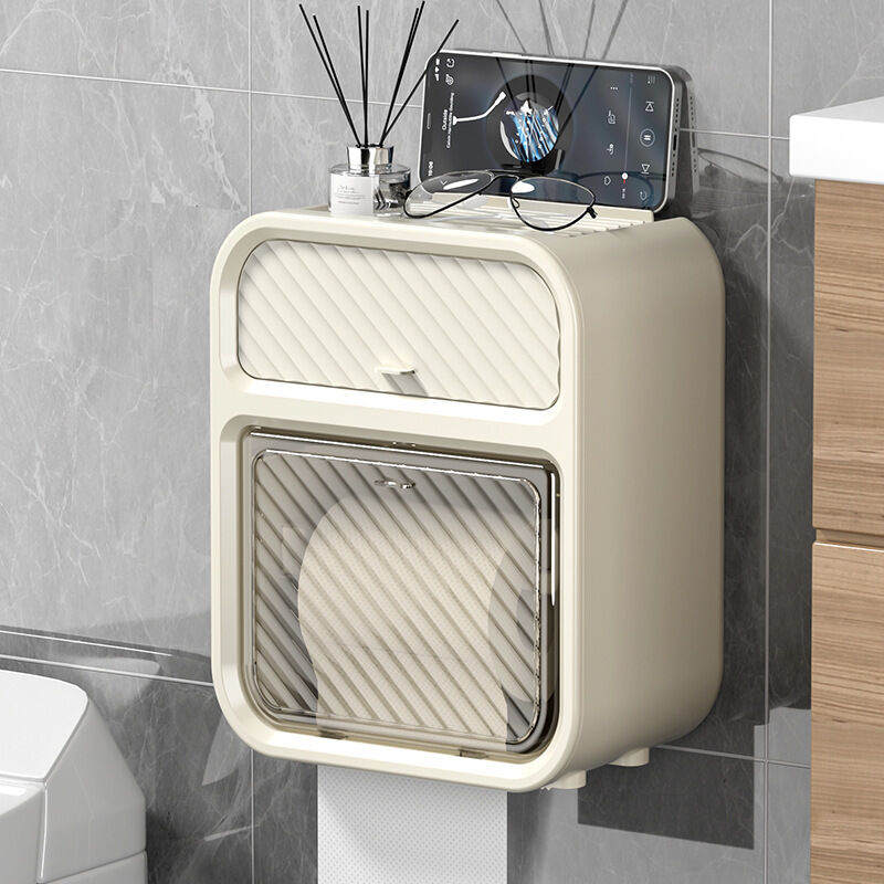 Porte-papier toilette de cuisine de salle de bain, distributeur d'essuie-tout non perforé, boîte de rangement en plastique étanche, conception peu