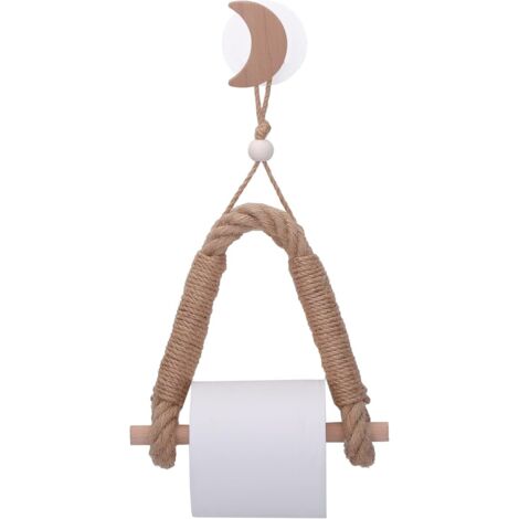 Porte Papier Toilette , Derouleur Papier Toilette , Support Papier WC , Porte-Papier Salle de Bain Support de Rouleau de Serviette Toilette Corde , Solide et Robuste (Moon)-Fei Yu