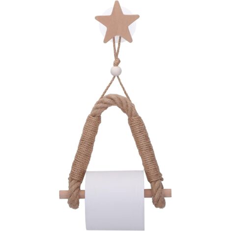Porte Papier Toilette , Derouleur Papier Toilette , Support Papier WC , Porte-Papier Salle de Bain Support de Rouleau de Serviette Toilette Corde , Solide et Robuste (Star)-Fei Yu