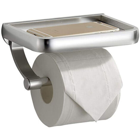 Porte Papier Toilette, Derouleur Papier Toilette WC avec Etagère,pour Cuisine et Salle de Bain,Argent