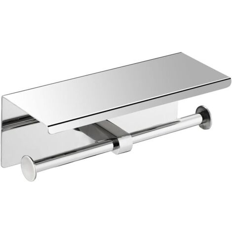 Porte-papier toilette double avec tablette pour téléphone, acier inoxydable SUS304 poli miroir 8K, support mural pour papier toilette