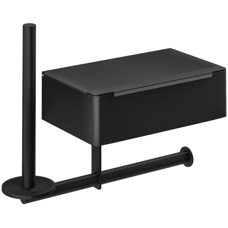 Porte-papier toilette en acier inoxydable avec distributeur de lingettes intégré, noir,