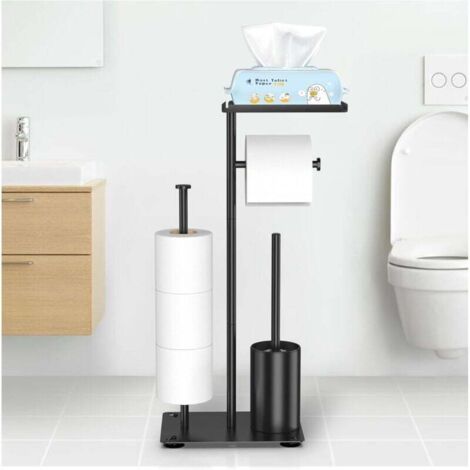 Porte Papier Toilette En Acier Inoxydable Avec Support Brosse Sans Perçage Pied Design Moderne