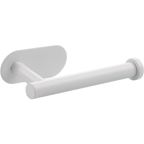 Porte-papier toilette en acier inoxydable blanc longueur 16,5 cm salle de bain cuisine support mural peut être collé au mur sans perçage, 1 pièce