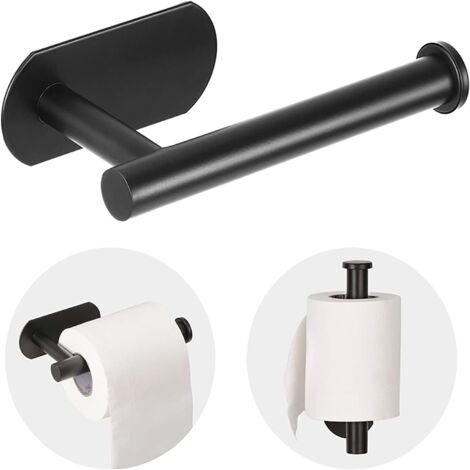 Porte-papier toilette en acier inoxydable mat - Fixation murale autocollante pour salle de bain - Sans perçage