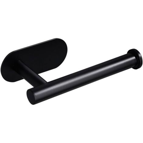 Porte-papier toilette en acier inoxydable noir longueur 16,5 cm salle de bain cuisine support mural peut être collé au mur sans perçage, 1 pièce