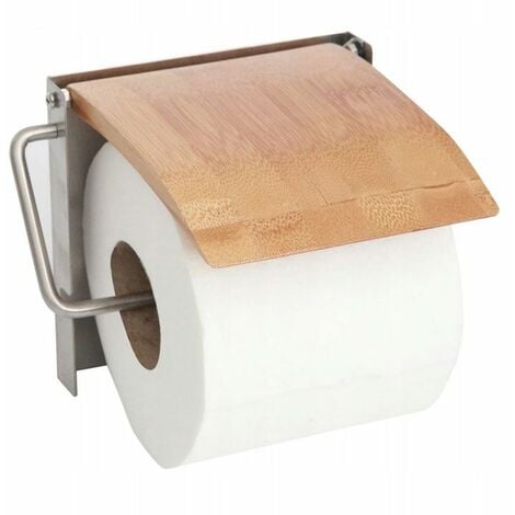 Porte-papier toilette sur pied avec compartiment de rangement en haut en  bambou