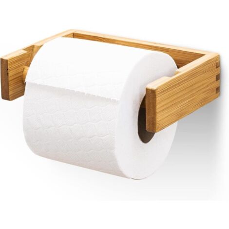 Porte Papier Toilette En Bambou Support Durable Et Design Tenue Sûre Sans Chute Idéal Pour Salle De Bain Naturelle Et Écologique